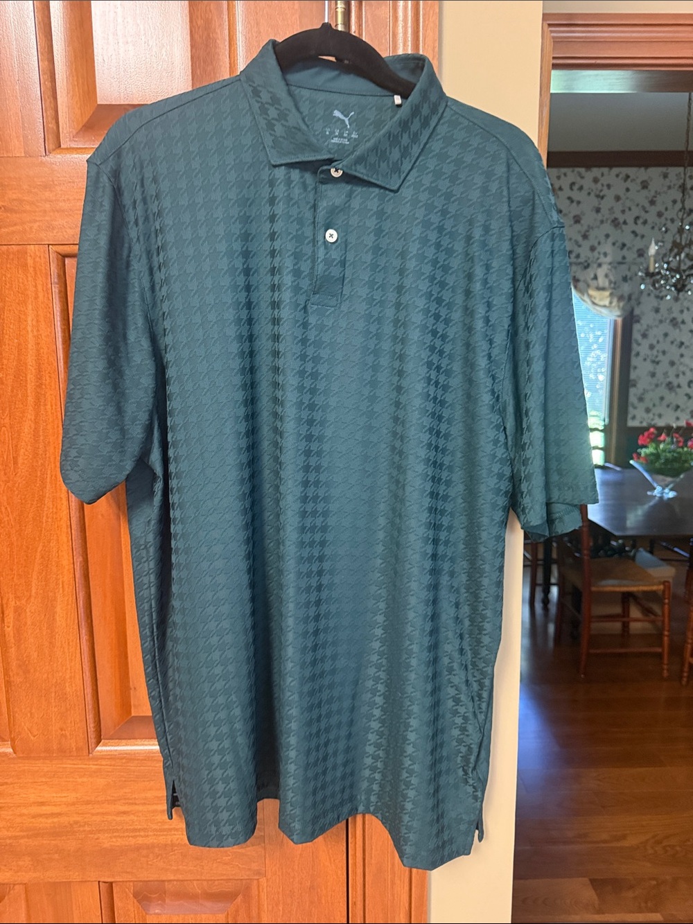 Puma Men’s Teal Green Houndstooth Performance Polo